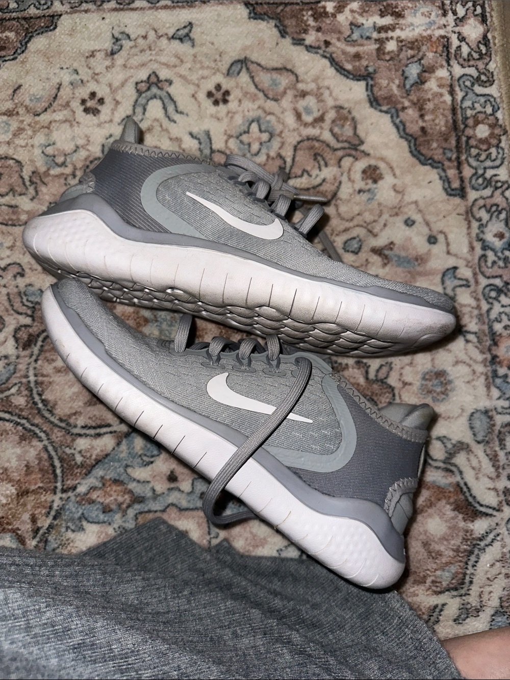 Nike Grey and White Knit Training Sneakers